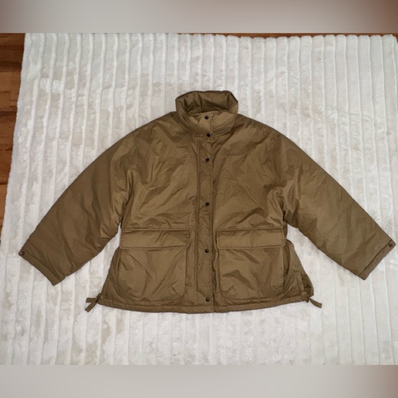Zara military mustard brown oversized water/wind protected puffer coat, XL - Picture 3 of 11